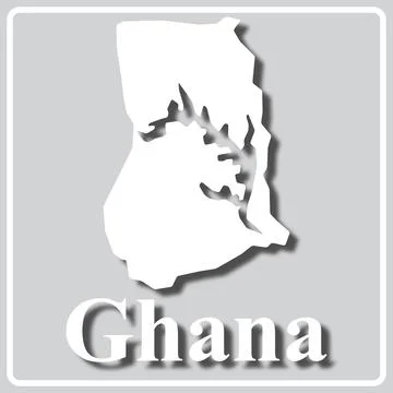 Gray icon with white silhouette of a map Ghana Stock Illustration
