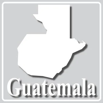 Gray icon with white silhouette of a map Guatemala Stock Illustration