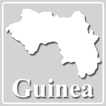 Gray icon with white silhouette of a map Guinea Stock Illustration