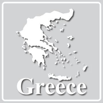 Gray icon with white silhouette of a map Greece Stock Illustration