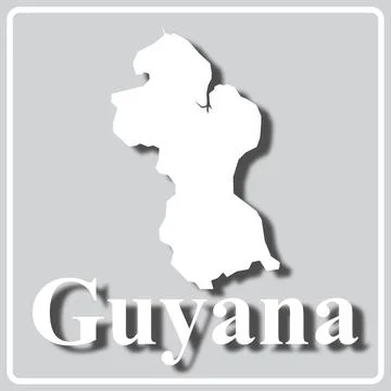 Gray icon with white silhouette of a map Guyana Stock Illustration