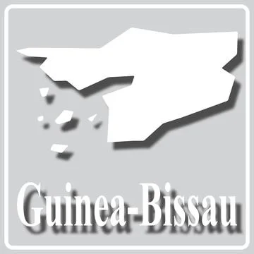 Gray icon with white silhouette of a map Guinea-Bissau Stock Illustration