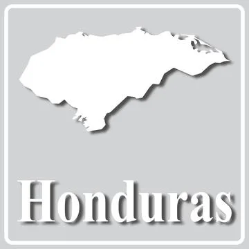 Gray icon with white silhouette of a map Honduras Stock Illustration