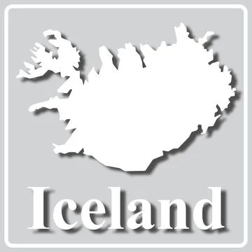 Gray icon with white silhouette of a map Iceland Stock Illustration