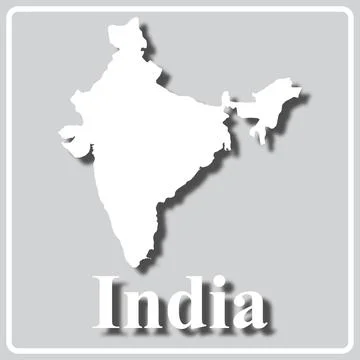 Gray icon with white silhouette of a map India Stock Illustration