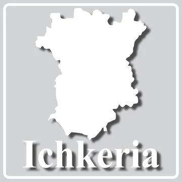 Gray icon with white silhouette of a map Ichkeria Stock Illustration