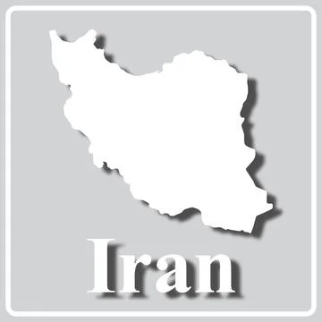 Gray icon with white silhouette of a map Iran Stock Illustration
