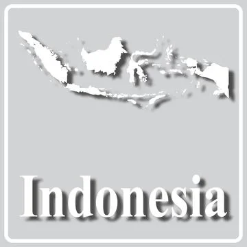 Gray icon with white silhouette of a map Indonesia Stock Illustration