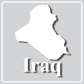 Gray icon with white silhouette of a map Iraq Stock Illustration