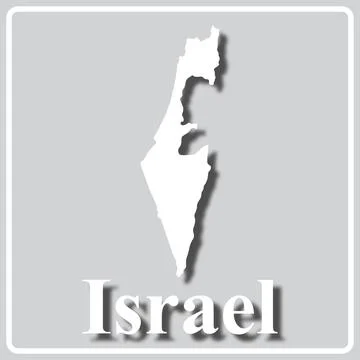 Gray icon with white silhouette of a map Israel Stock Illustration