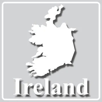 Gray icon with white silhouette of a map Ireland Stock Illustration