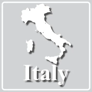 Gray icon with white silhouette of a map Italy Stock Illustration