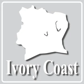 Gray icon with white silhouette of a map Ivory Coast Stock Illustration