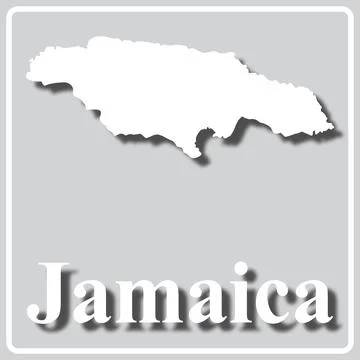 Gray icon with white silhouette of a map Jamaica Stock Illustration