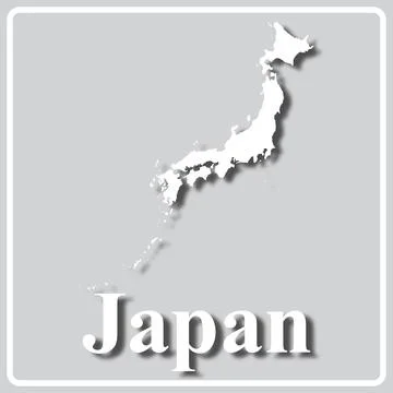 Gray icon with white silhouette of a map Japan Stock Illustration