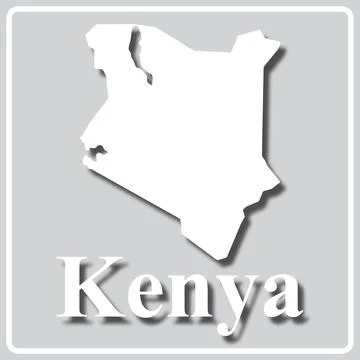 Gray icon with white silhouette of a map Kenya Stock Illustration