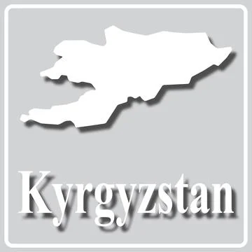 Gray icon with white silhouette of a map Kyrgyzstan Stock Illustration