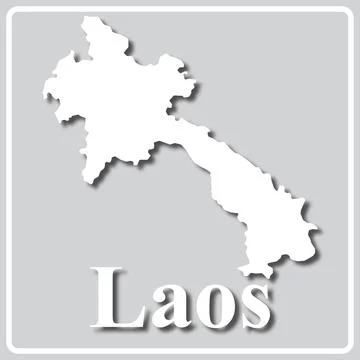 Gray icon with white silhouette of a map Laos Stock Illustration