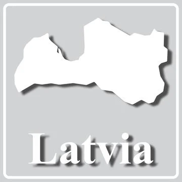 Gray icon with white silhouette of a map Latvia Stock Illustration
