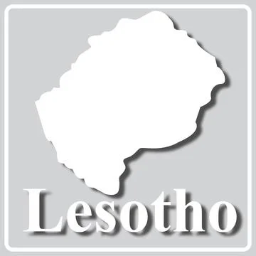 Gray icon with white silhouette of a map Lesotho Stock Illustration