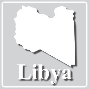 Gray icon with white silhouette of a map Libya Stock Illustration