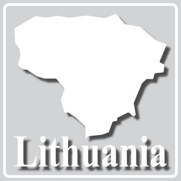 Gray icon with white silhouette of a map Lithuania Stock Illustration