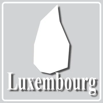 Gray icon with white silhouette of a map Luxembourg Stock Illustration