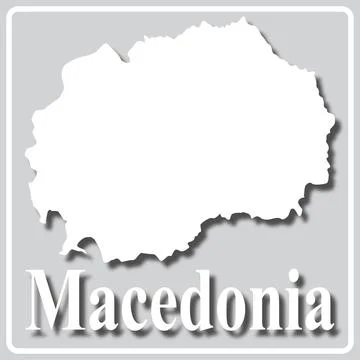 Gray icon with white silhouette of a map Macedonia Stock Illustration