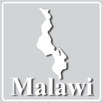 Gray icon with white silhouette of a map Malawi Stock Illustration