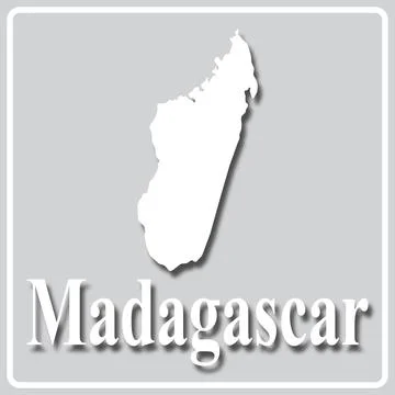Gray icon with white silhouette of a map Madagascar Stock Illustration