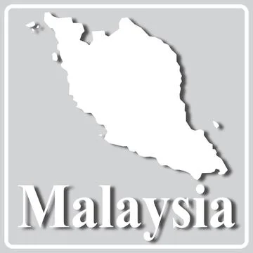 Gray icon with white silhouette of a map Malaysia Stock Illustration