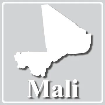 Gray icon with white silhouette of a map Mali Stock Illustration