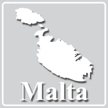 Gray icon with white silhouette of a map Malta Stock Illustration