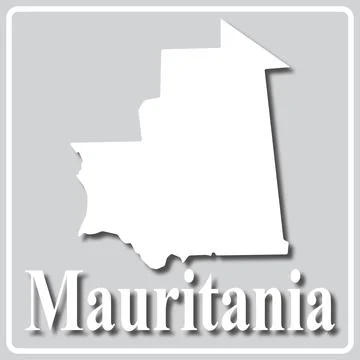 Gray icon with white silhouette of a map Mauritania Stock Illustration