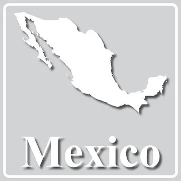 Gray icon with white silhouette of a map Mexico Stock Illustration