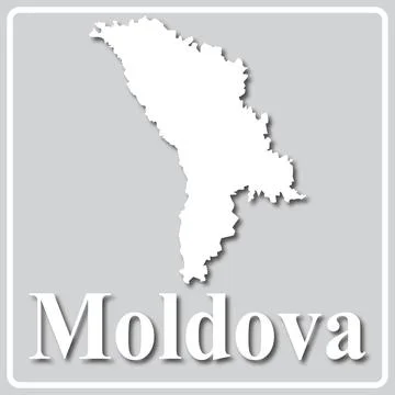 Gray icon with white silhouette of a map Moldova Stock Illustration