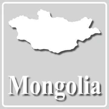 Gray icon with white silhouette of a map Mongolia Stock Illustration