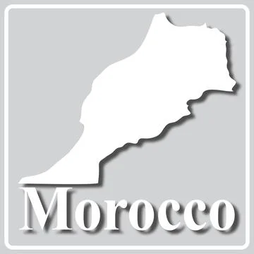 Gray icon with white silhouette of a map Morocco Stock Illustration