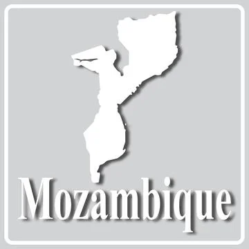 Gray icon with white silhouette of a map Mozambique Stock Illustration