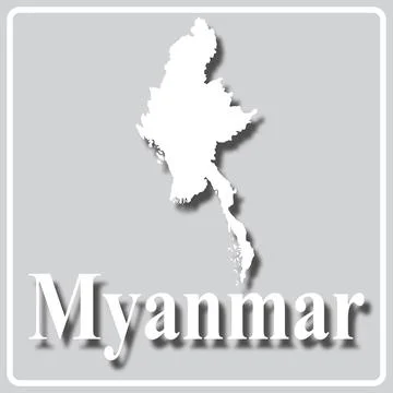 Gray icon with white silhouette of a map Myanmar Stock Illustration