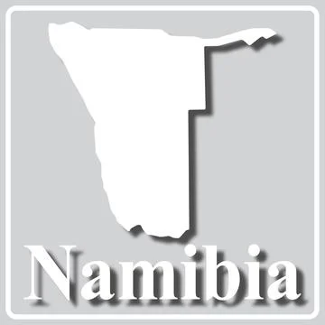 Gray icon with white silhouette of a map Namibia Stock Illustration