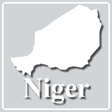 Gray icon with white silhouette of a map Niger Stock Illustration