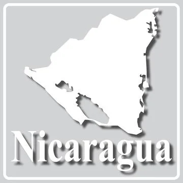 Gray icon with white silhouette of a map Nicaragua Stock Illustration