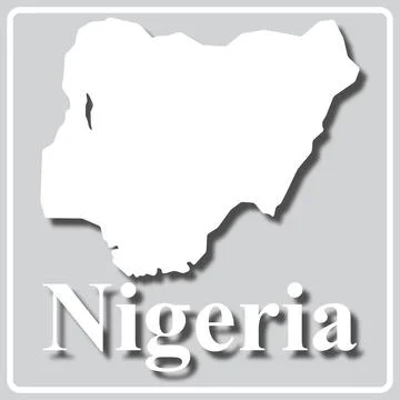Gray icon with white silhouette of a map Nigeria Stock Illustration