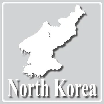 Gray icon with white silhouette of a map North Korea Stock Illustration