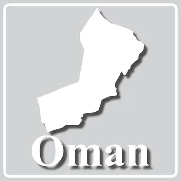 Gray icon with white silhouette of a map Oman Stock Illustration