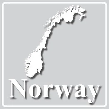 Gray icon with white silhouette of a map Norway Stock Illustration