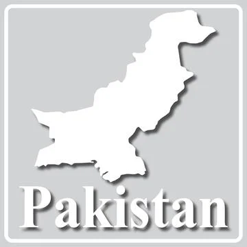 Gray icon with white silhouette of a map Pakistan Stock Illustration