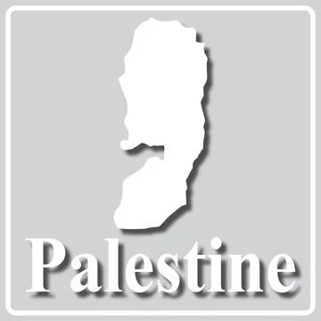 Gray icon with white silhouette of a map Palestine Stock Illustration