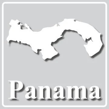 Gray icon with white silhouette of a map Panama Stock Illustration